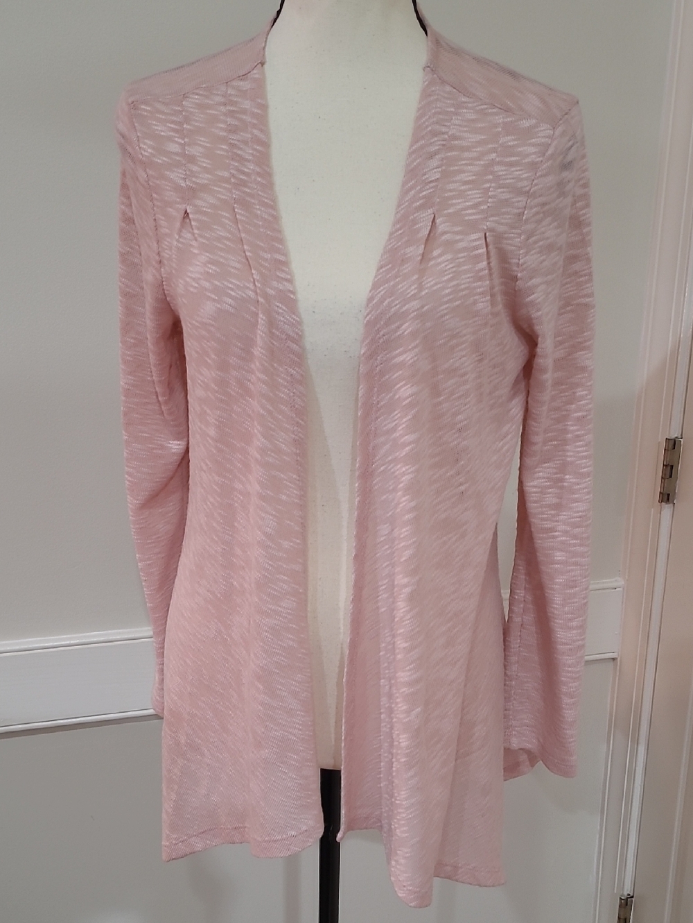 KEREN Hart Light Pink Open Front Women's Sweater Cardigan - Size M